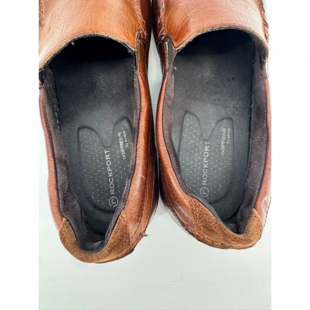 Rockport Mens prowalker Brown Leather Slip On Loafers adiPRENE Shoes Size 9 M